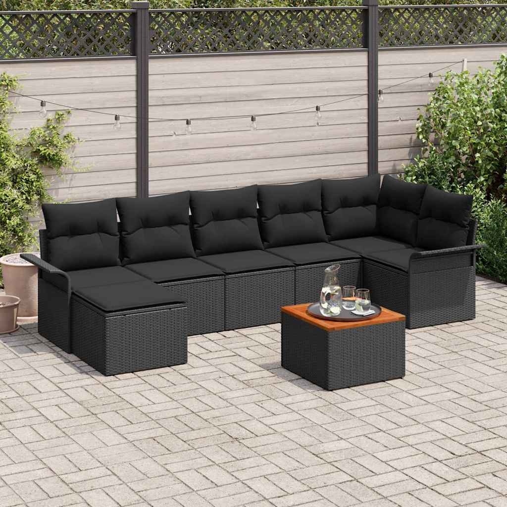 Garden Sofa Set with Cushion with Storage 8 pcs Black