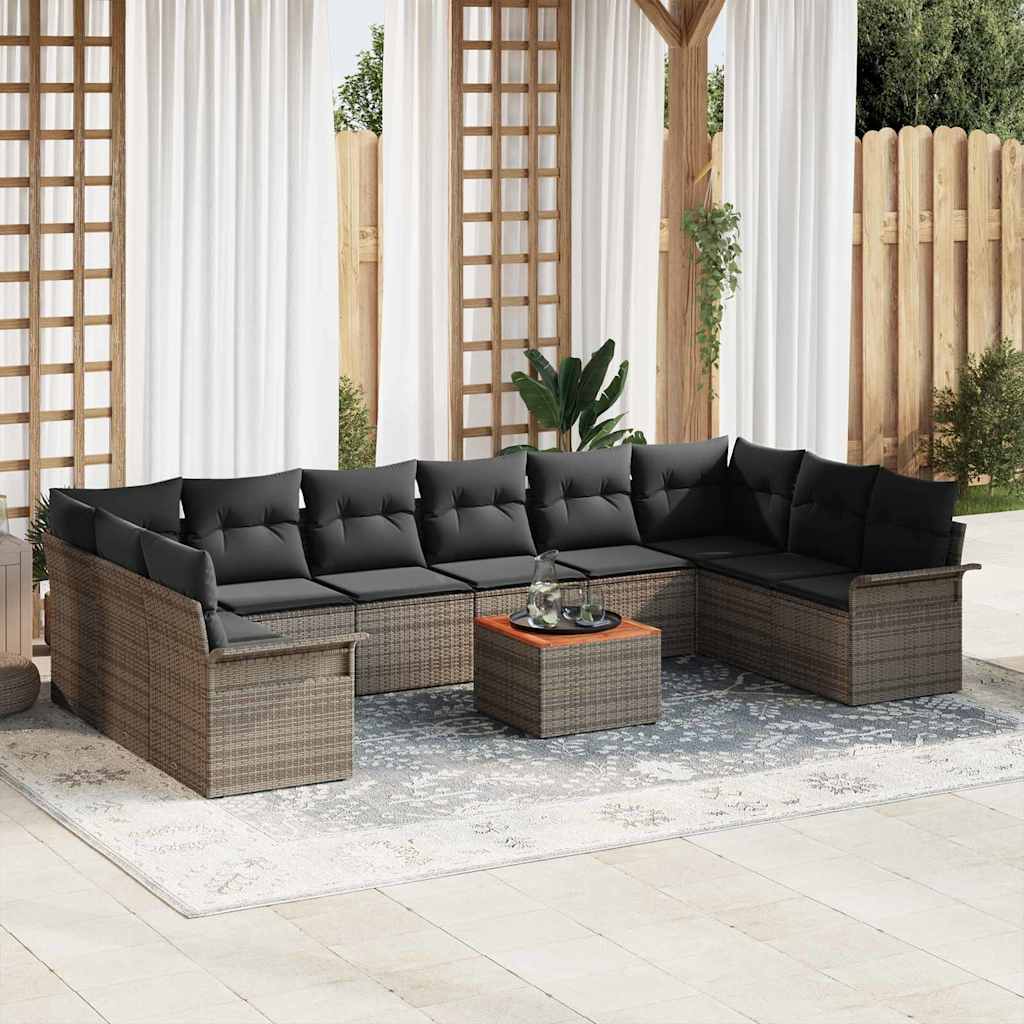 Garden Sofa Set with Cushion Manual 11 pcs Grey 55 x 55 x 37 cm
