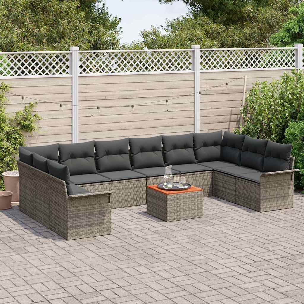 Garden Sofa Set with Cushion Manual 11 pcs Grey 55 x 55 x 37 cm