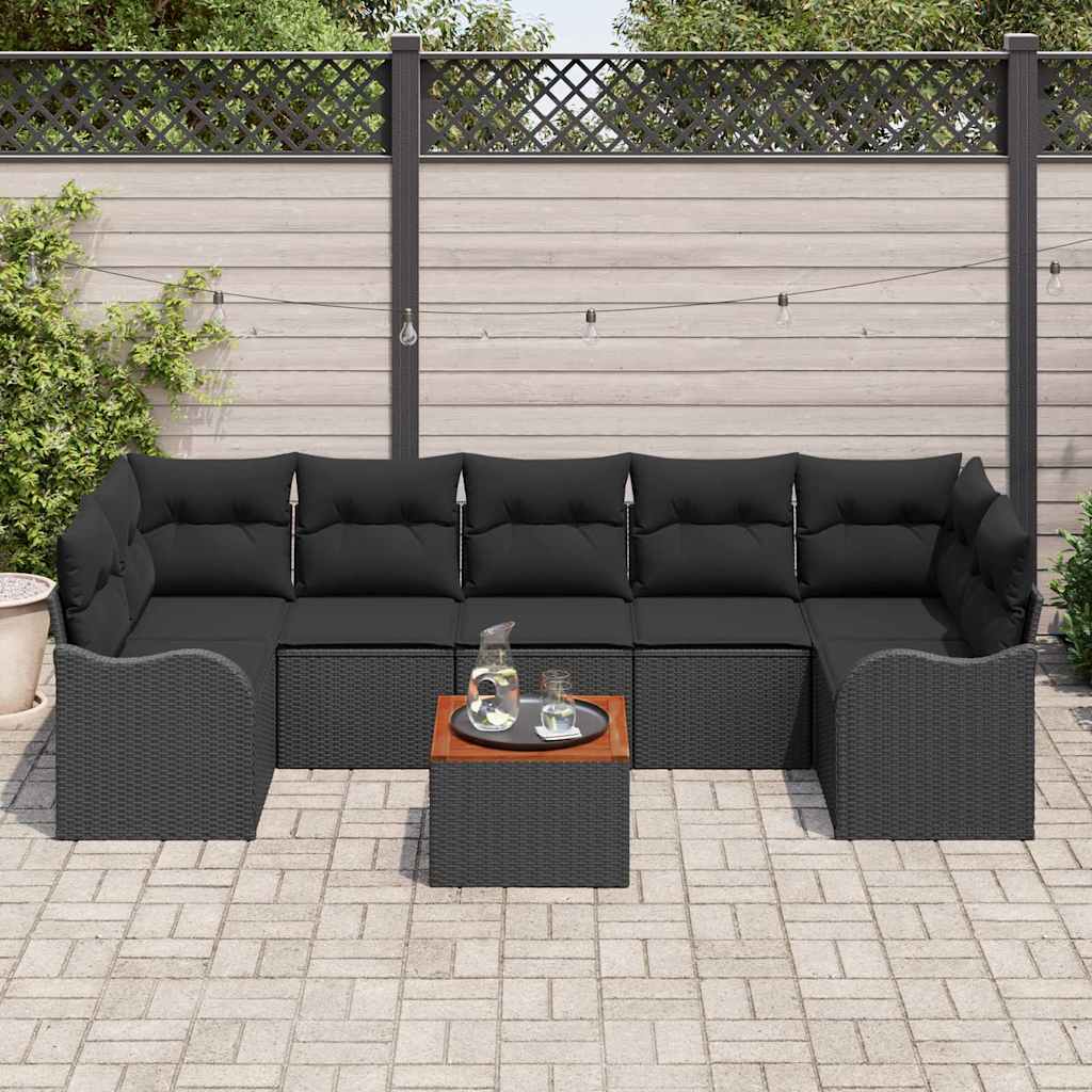 Garden Sofa Set with Storage 8 pcs Black Poly Rattan