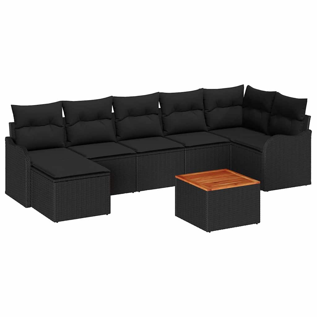 Garden Sofa Set with Storage 8 pcs Black Poly Rattan