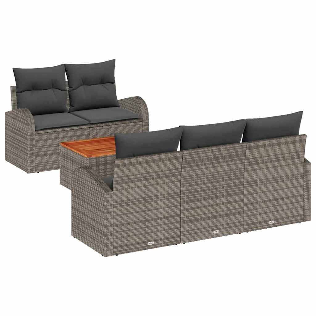 Garden Sofa Set with Storage 6 pcs Grey Poly Rattan