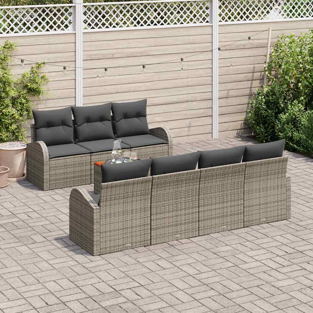 Garden Sofa Set with Storage 8 pcs Grey Poly Rattan