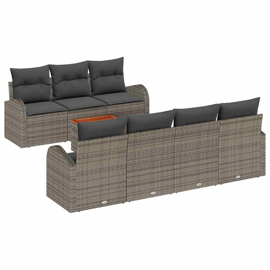 Garden Sofa Set with Storage 8 pcs Grey Poly Rattan