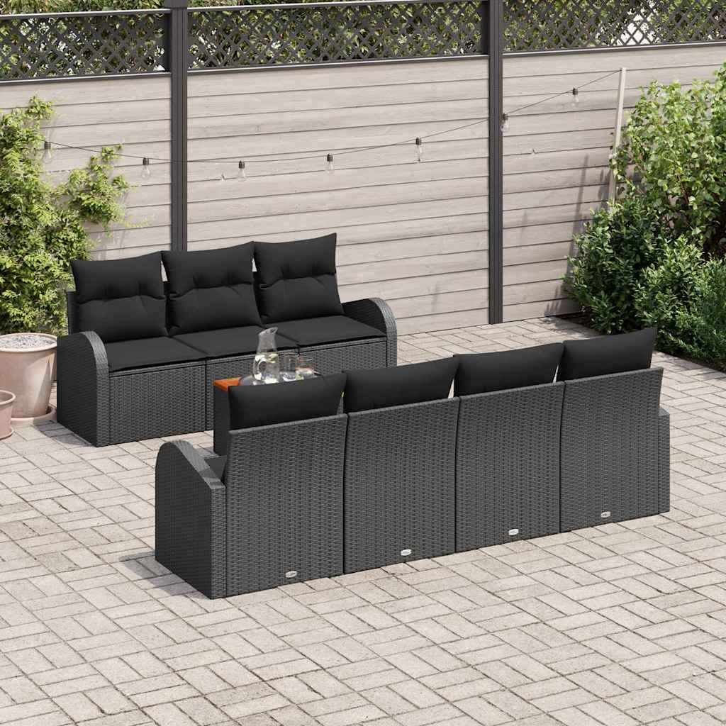 Garden Sofa Set with Storage 8 pcs Black Poly Rattan