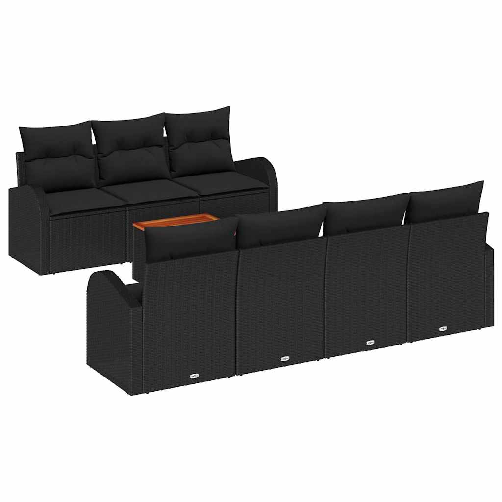 Garden Sofa Set with Storage 8 pcs Black Poly Rattan