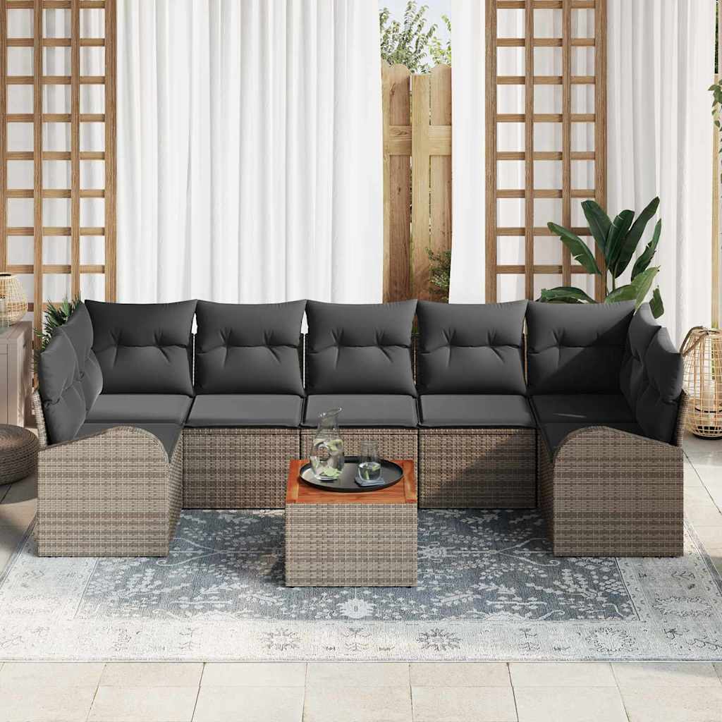 Garden Sofa Set with Storage 8 pcs Grey Poly Rattan