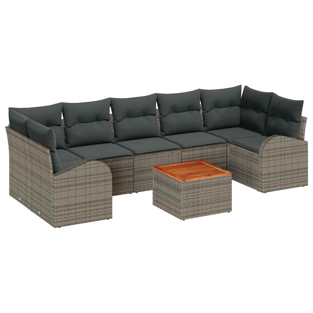Garden Sofa Set with Storage 8 pcs Grey Poly Rattan