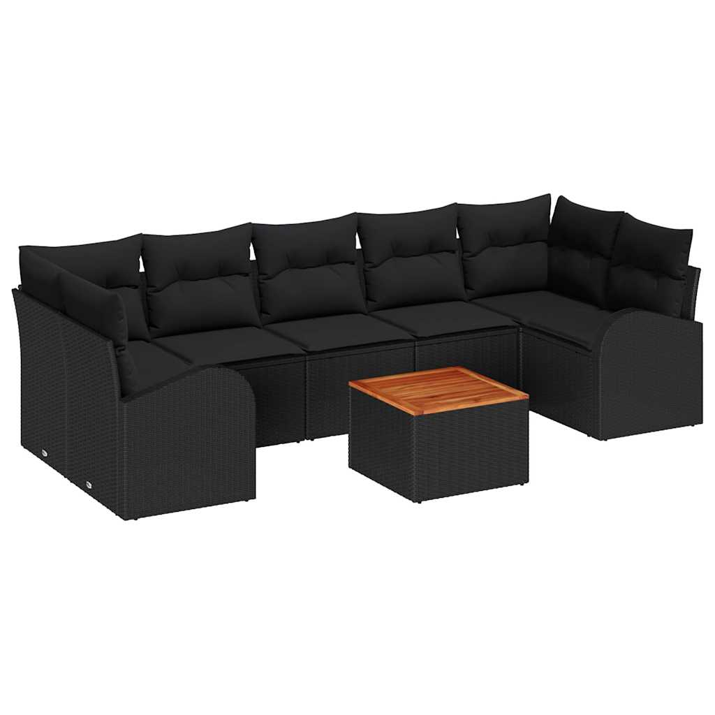 Garden Sofa Set with Storage 8 pcs Black Poly Rattan
