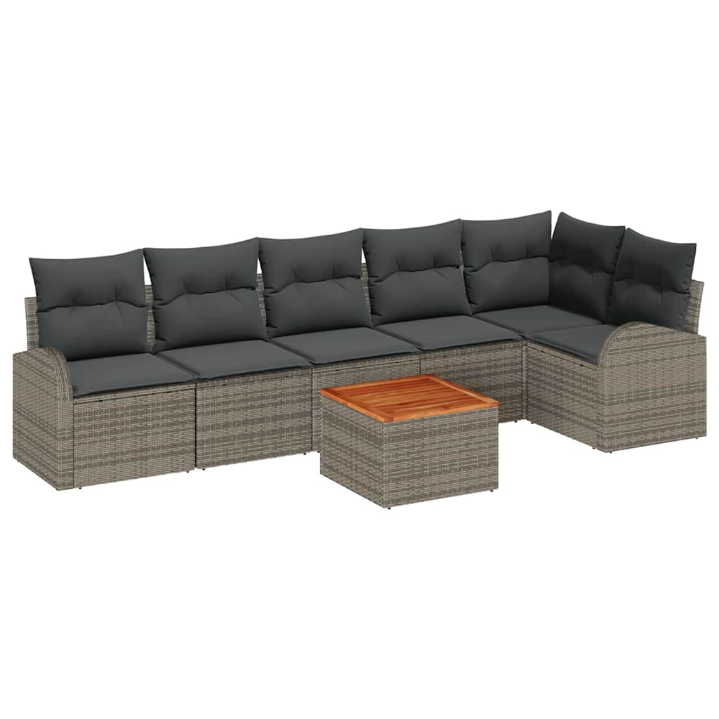 Garden Sofa Set with Storage 7 pcs Grey Poly Rattan
