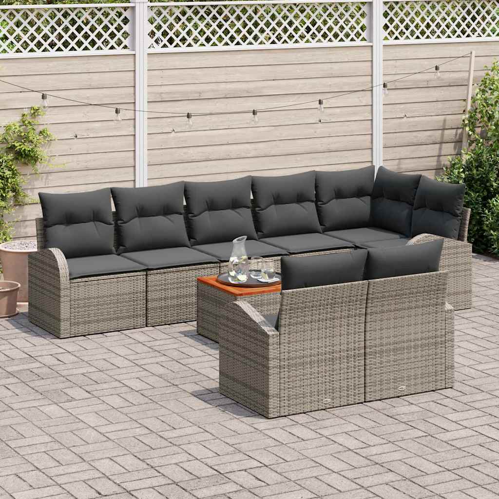 Garden Sofa Set with Storage 9 pcs Grey Poly Rattan