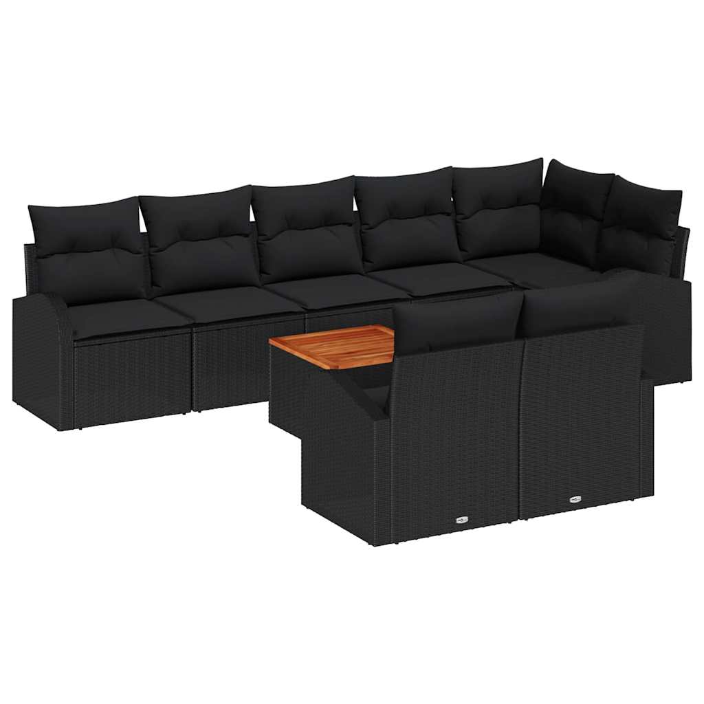 Garden Sofa Set with Storage 9 pcs Black Poly Rattan