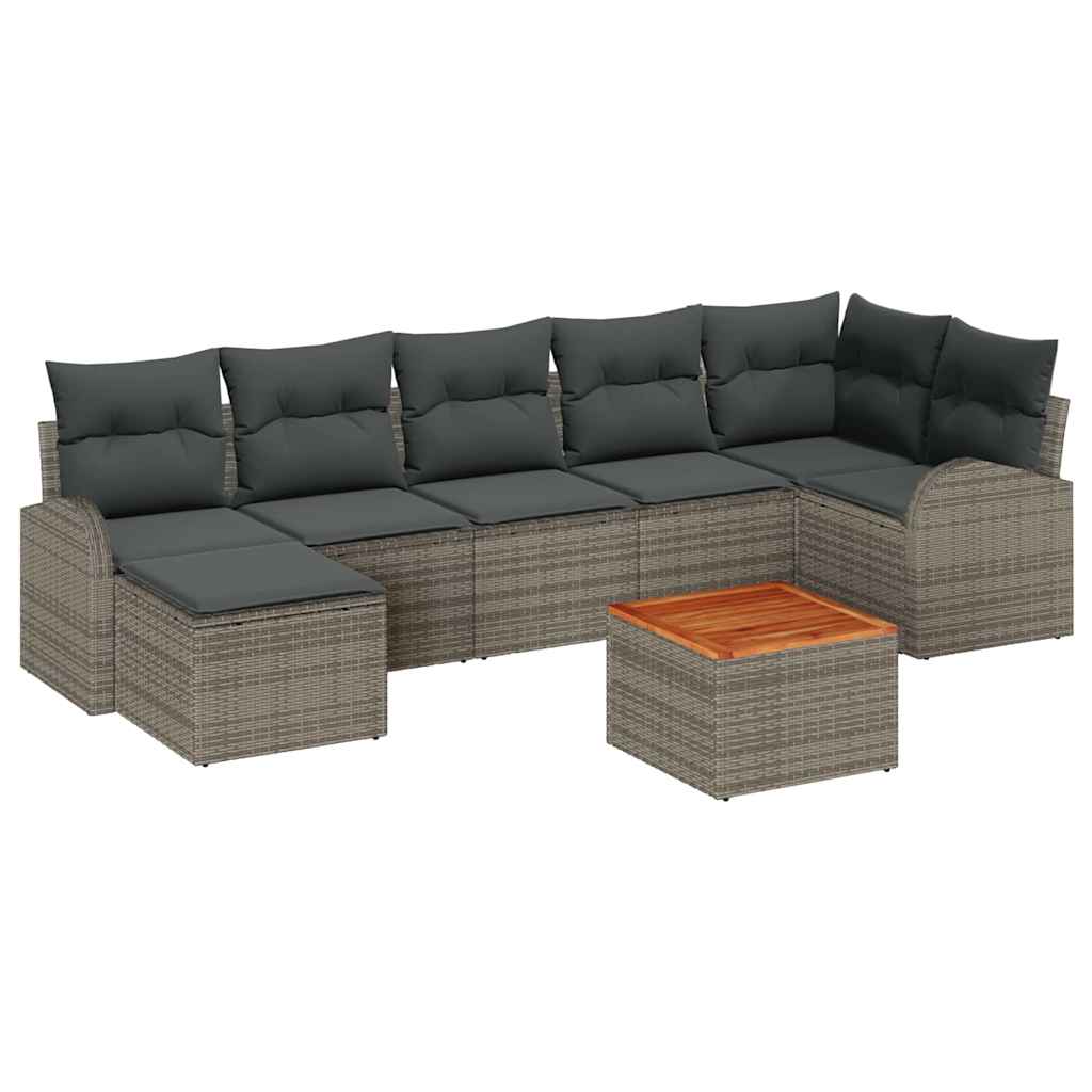 Garden Sofa Set 8 pcs Grey Poly Rattan