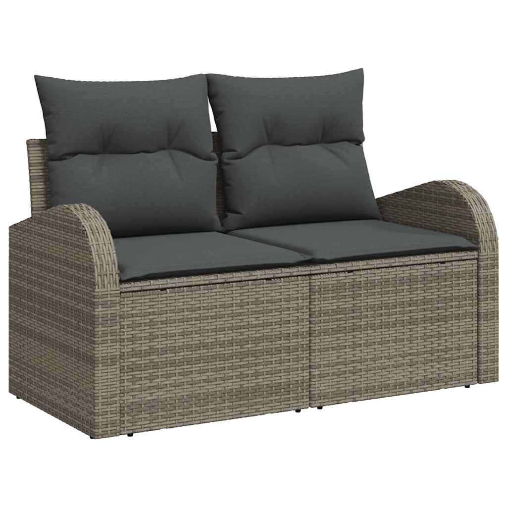 Garden Sofa Set 8 pcs Grey Poly Rattan