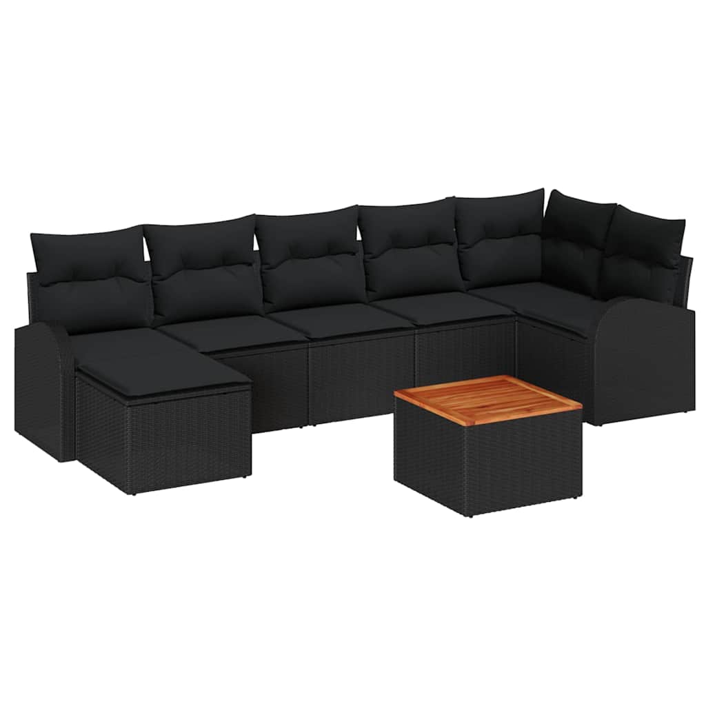 Garden Sofa Set with Storage 8 pcs Black Poly Rattan