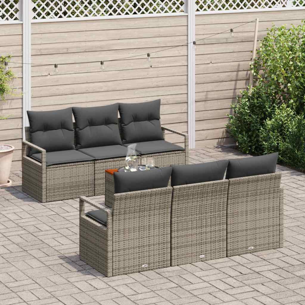 Garden Sofa Set with Storage 7 pcs Grey Poly Rattan