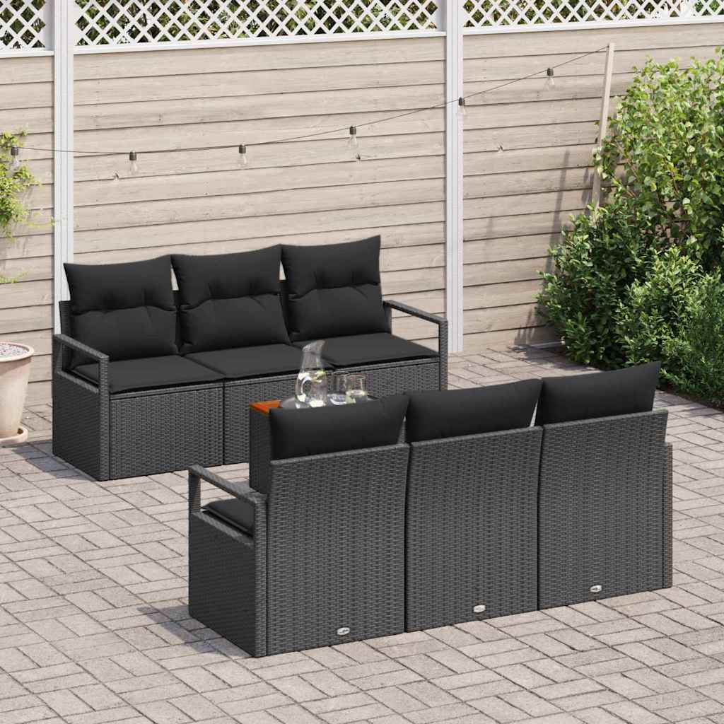 Garden Sofa Set with Storage 7 pcs Black Poly Rattan