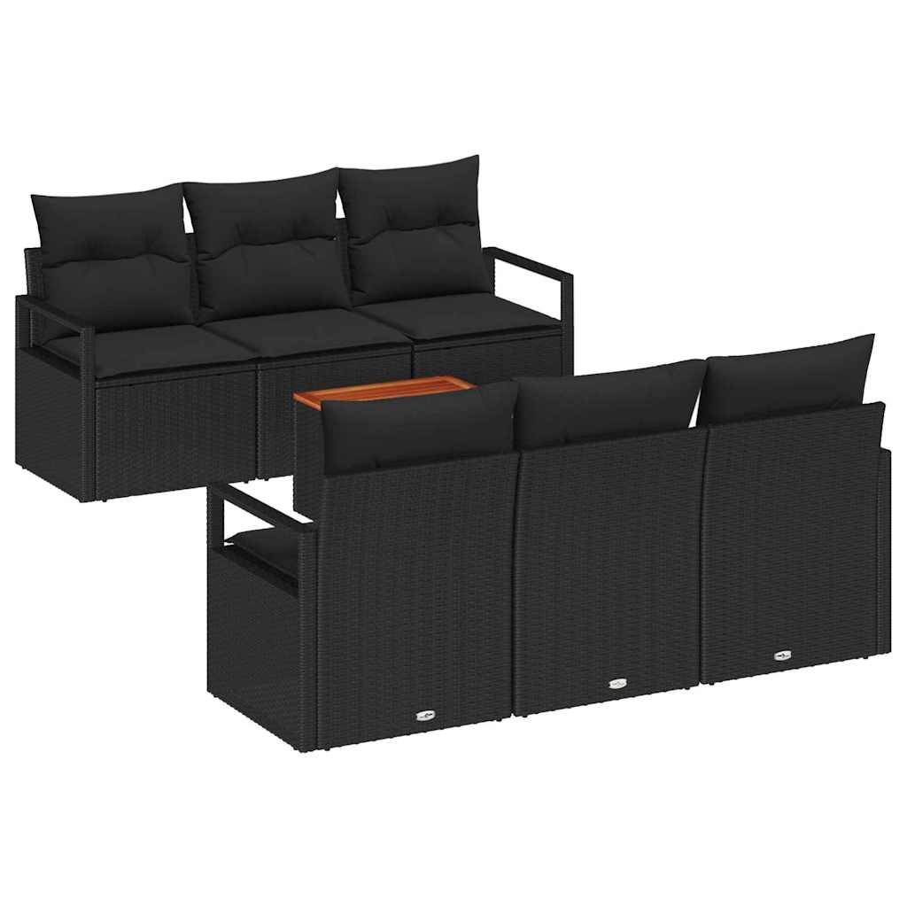 Garden Sofa Set with Storage 7 pcs Black Poly Rattan