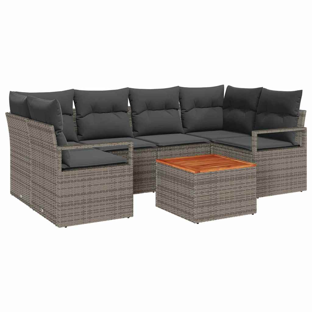 Garden Sofa Set with Storage 7 pcs Grey Poly Rattan