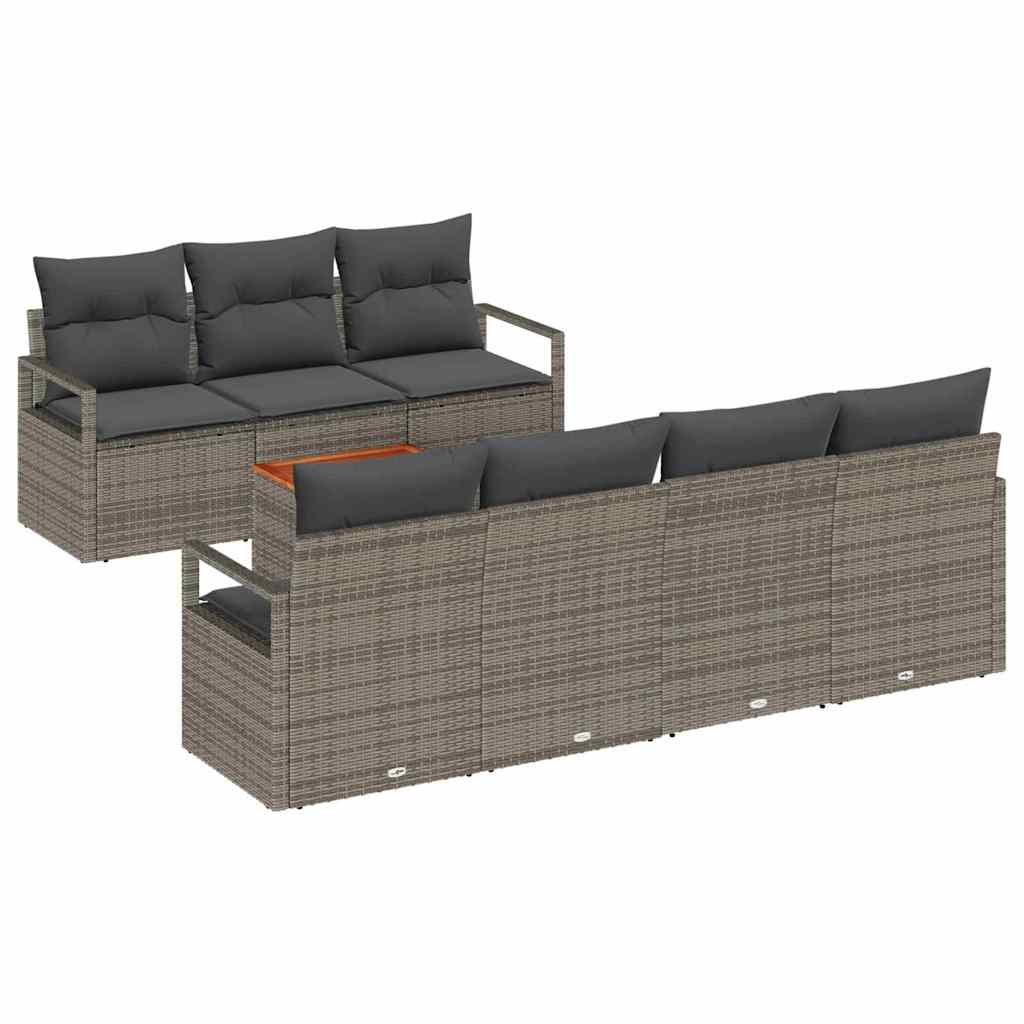 Garden Sofa Set with Storage 8 pcs Grey Poly Rattan