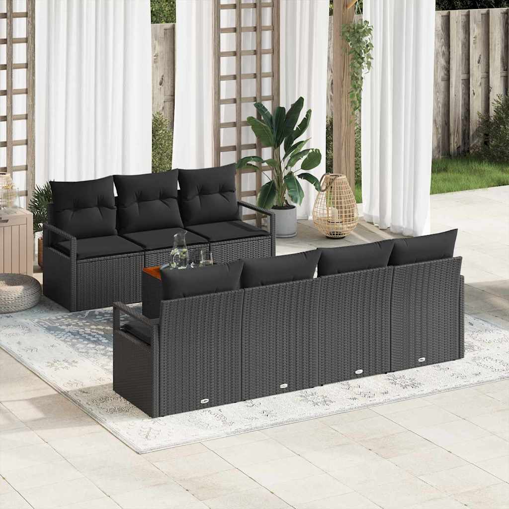 Garden Sofa Set with Storage 8 pcs Black Poly Rattan