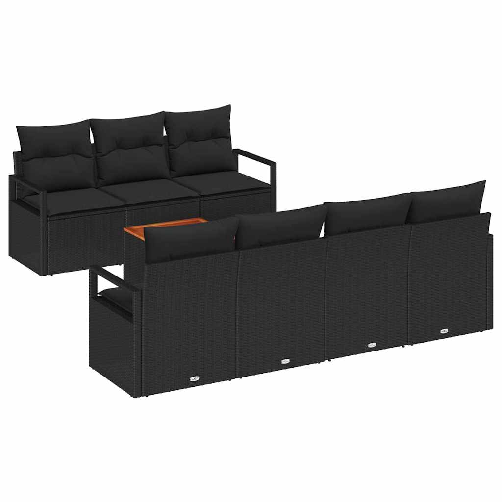 Garden Sofa Set with Storage 8 pcs Black Poly Rattan
