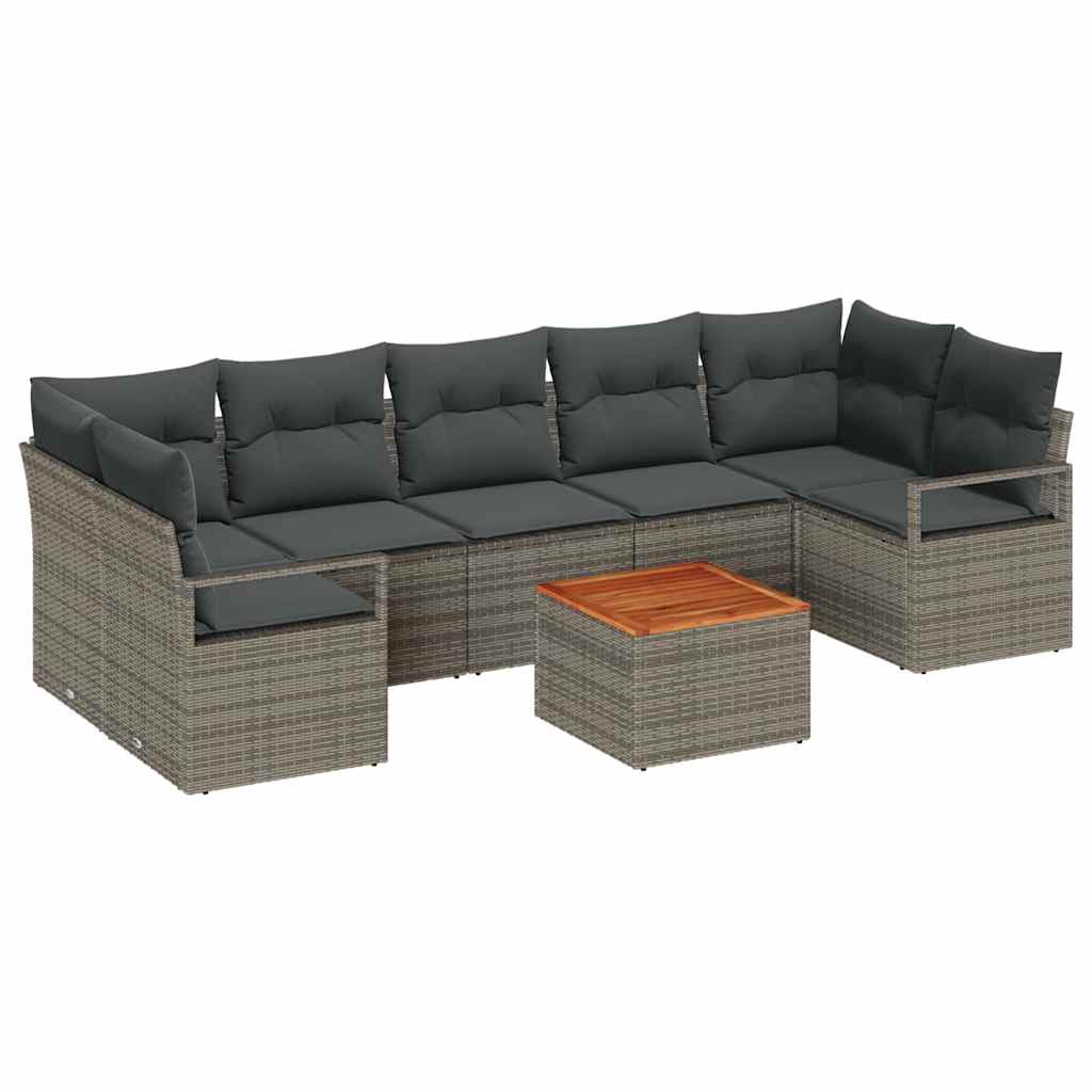 Garden Sofa Set with Storage 8 pcs Grey Poly Rattan