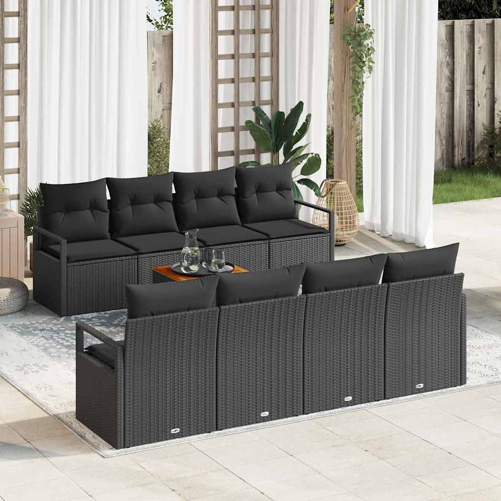 Garden Sofa Set 9 pcs Black
