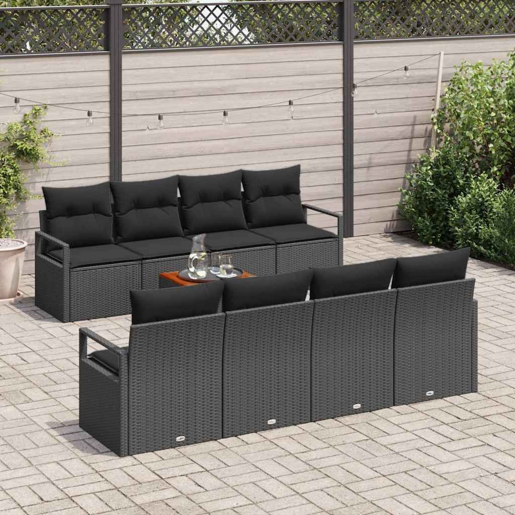 Garden Sofa Set with Storage 9 pcs Black Poly Rattan