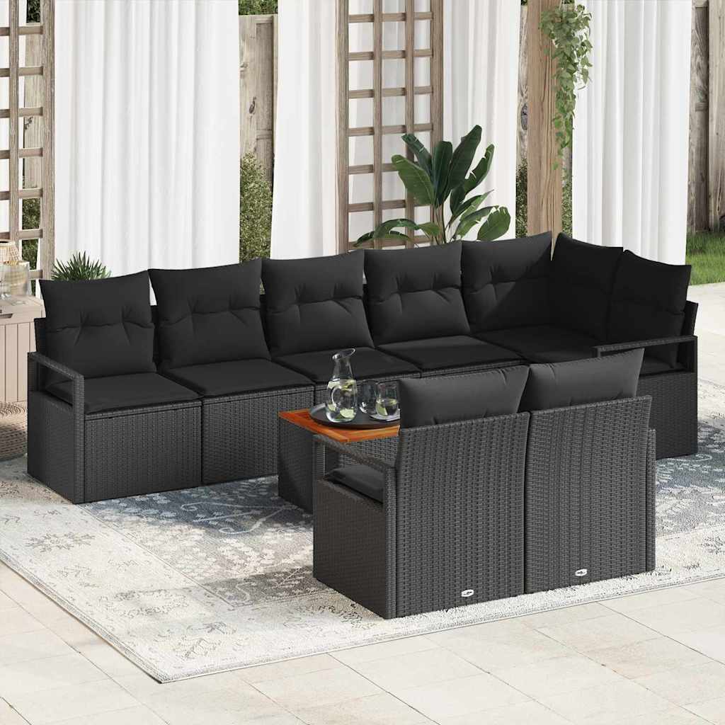 Garden Sofa Set with Storage 9 pcs Black Poly Rattan