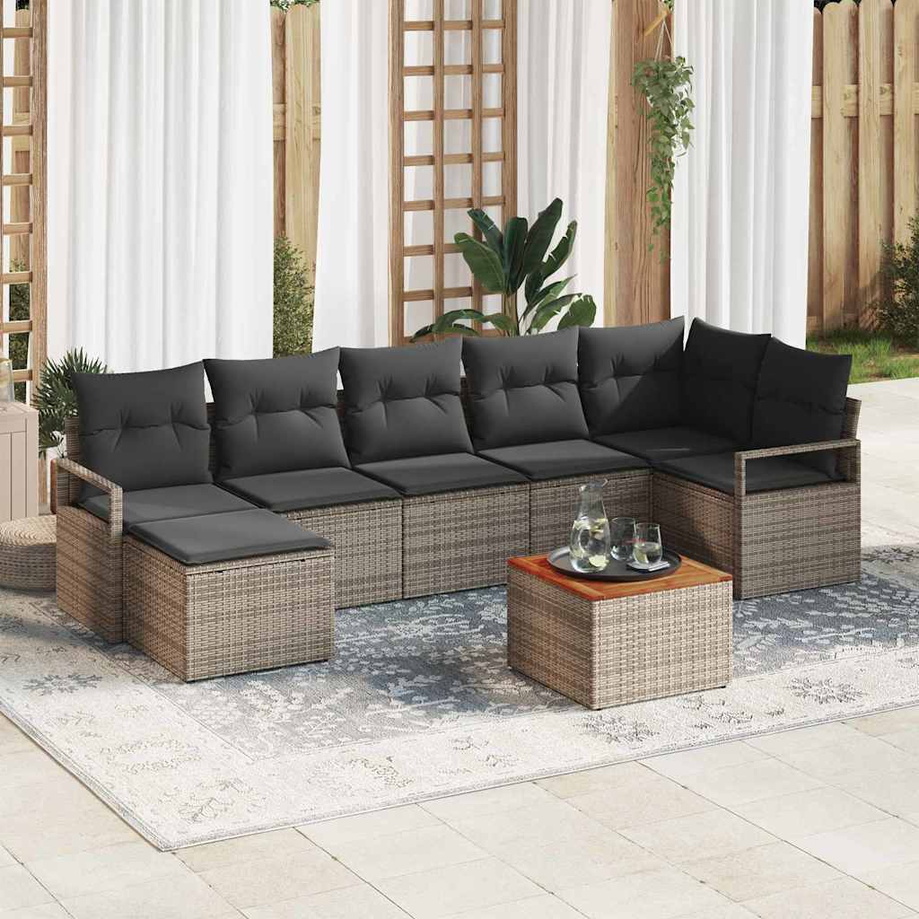 Garden Sofa Set with Storage 8 pcs Grey Poly Rattan