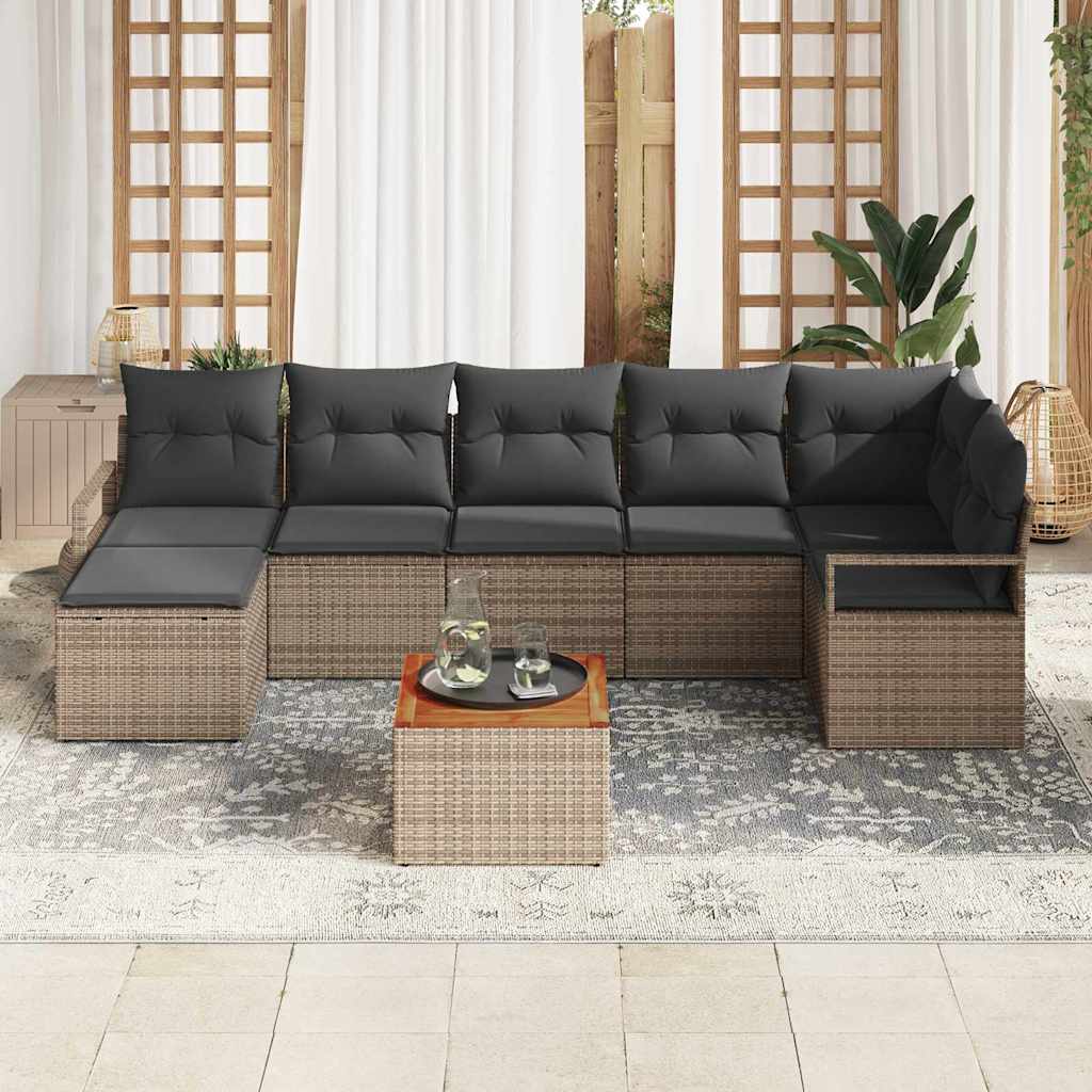 Garden Sofa Set with Storage 8 pcs Grey Poly Rattan