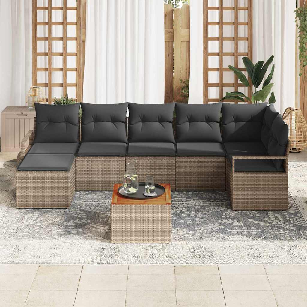Garden Sofa Set with Storage 9 pcs Grey Poly Rattan