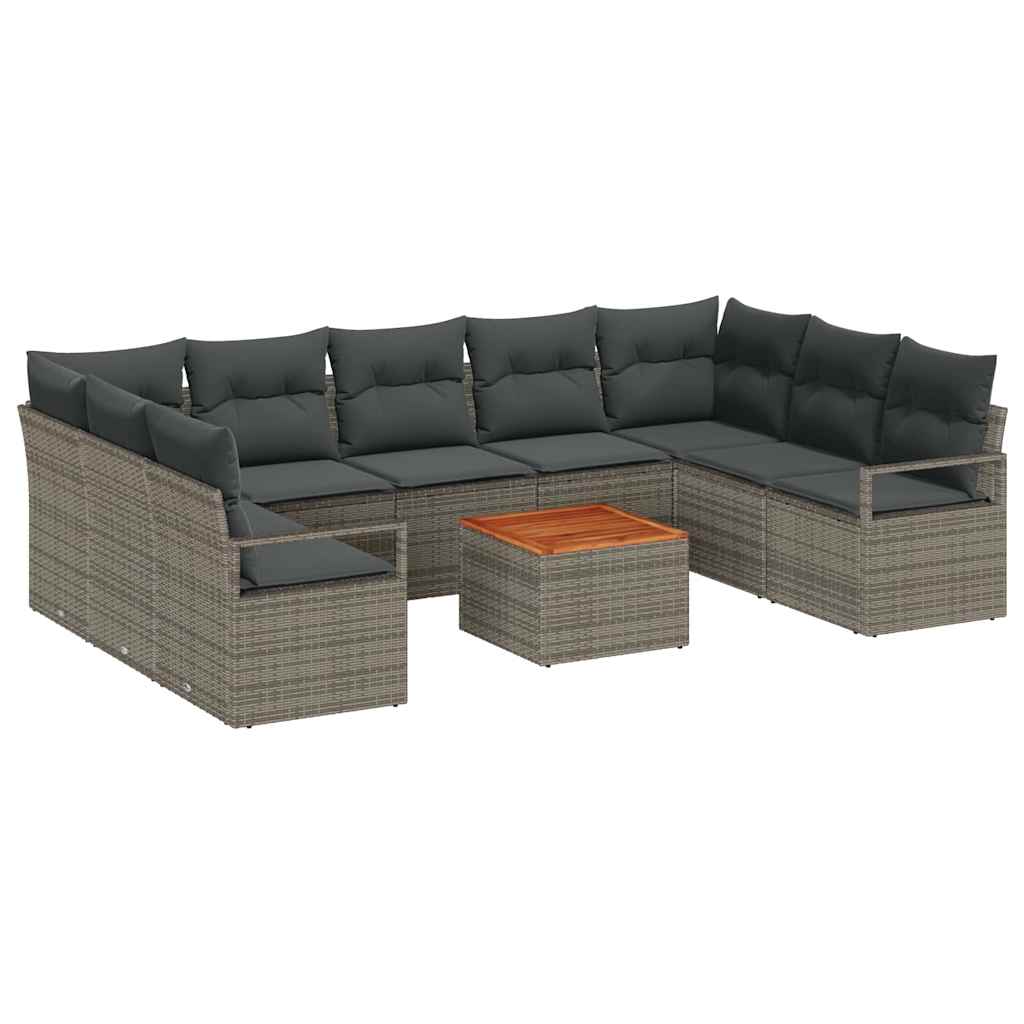 Garden Sofa Set with Storage 10 pcs Grey Poly Rattan