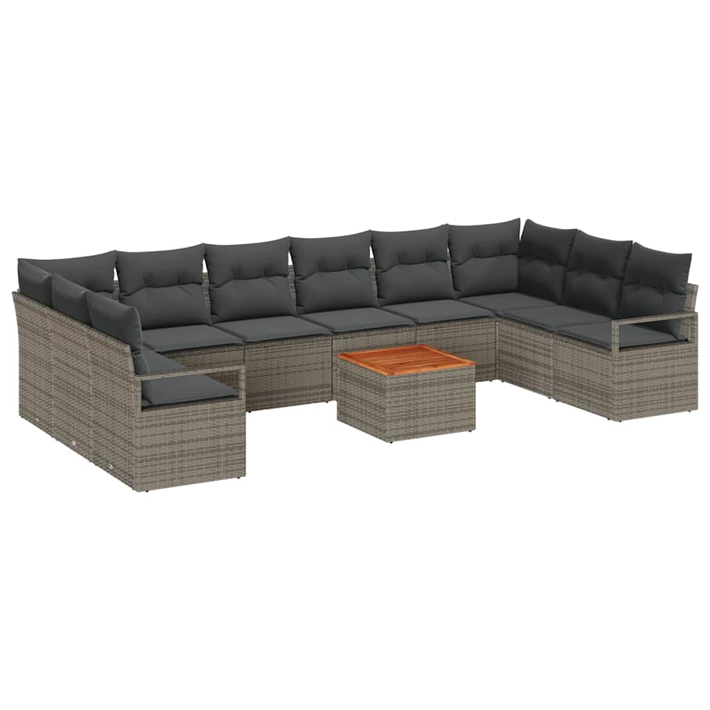 Garden Sofa Set with Storage 11 pcs Grey Poly Rattan