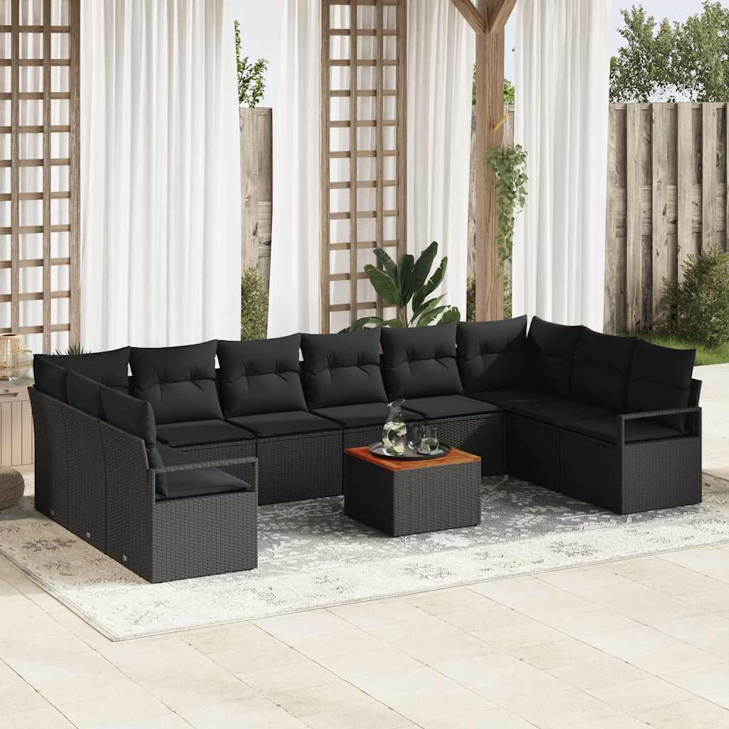 Garden Sofa Set 11 pcs Black
