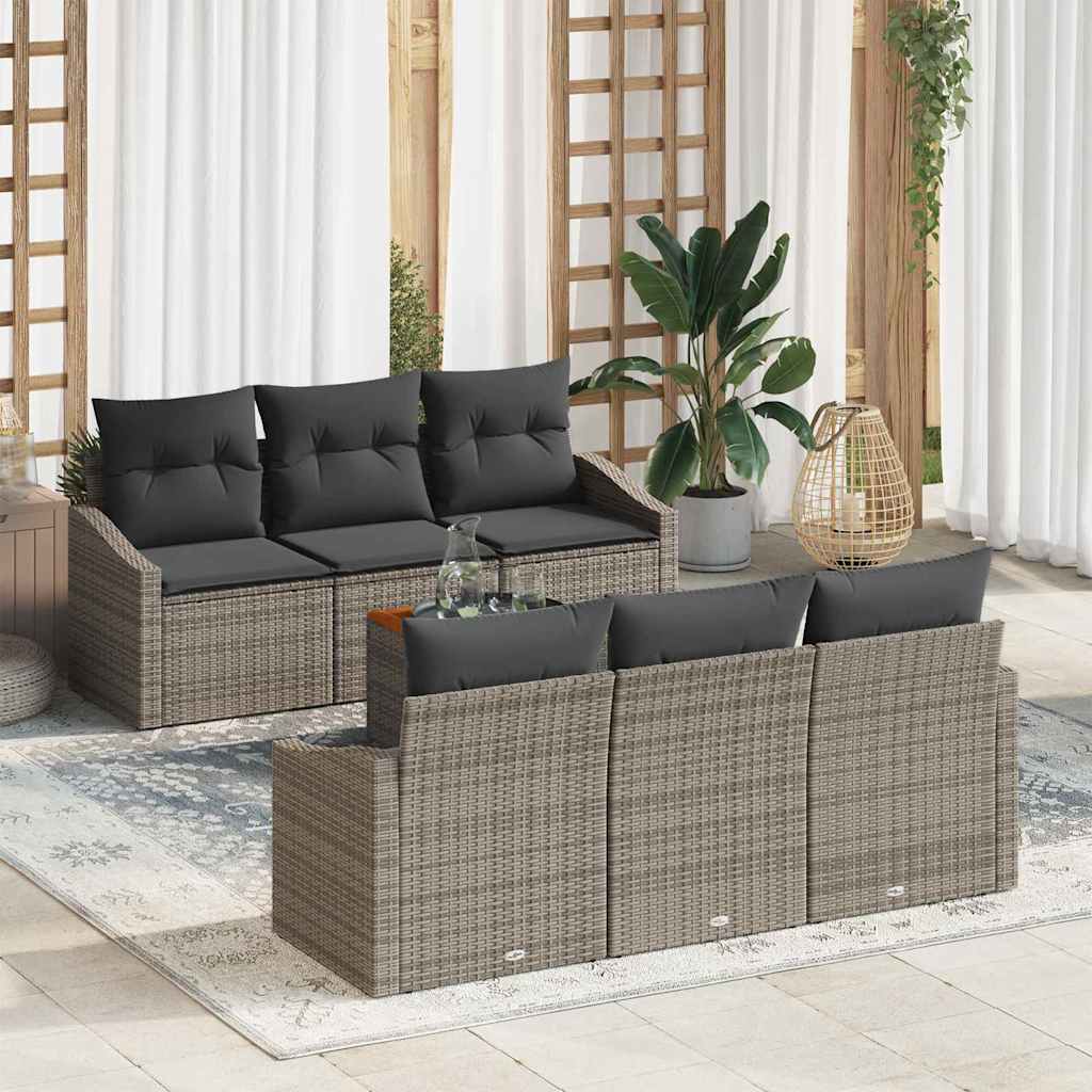 Garden Sofa Set with Storage 7 pcs Grey Poly Rattan