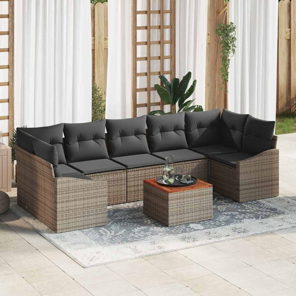 Garden Sofa Set with Storage 8 pcs Grey Poly Rattan