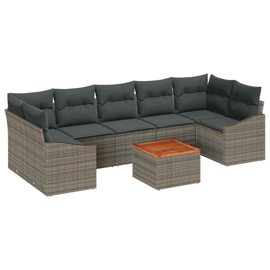 Garden Sofa Set with Storage 8 pcs Grey Poly Rattan
