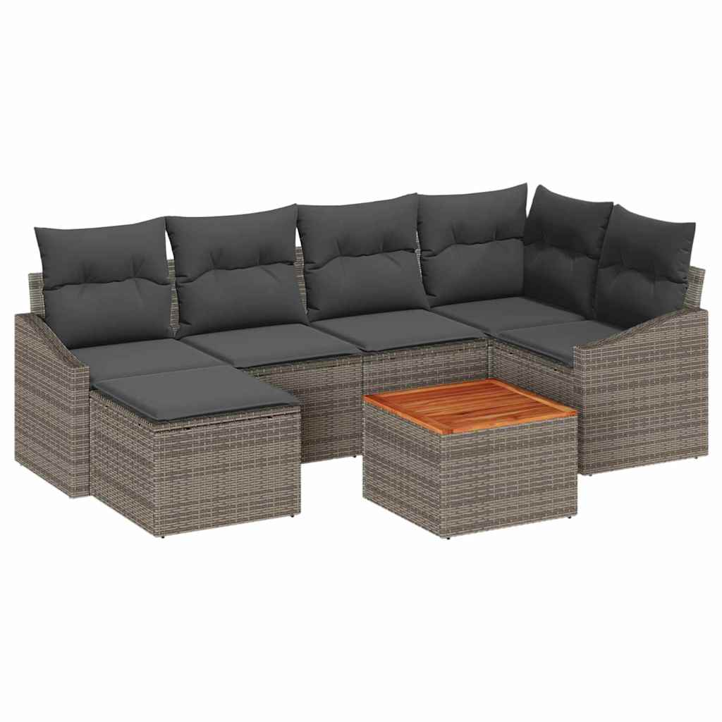 Garden Sofa Set with Storage 7 pcs Grey Poly Rattan