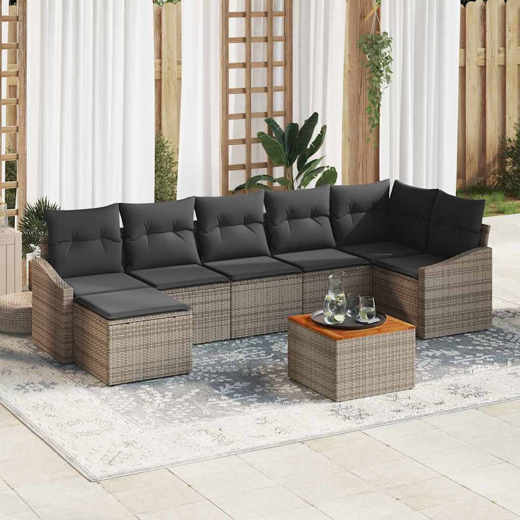 Garden Sofa Set with Storage 8 pcs Grey Poly Rattan