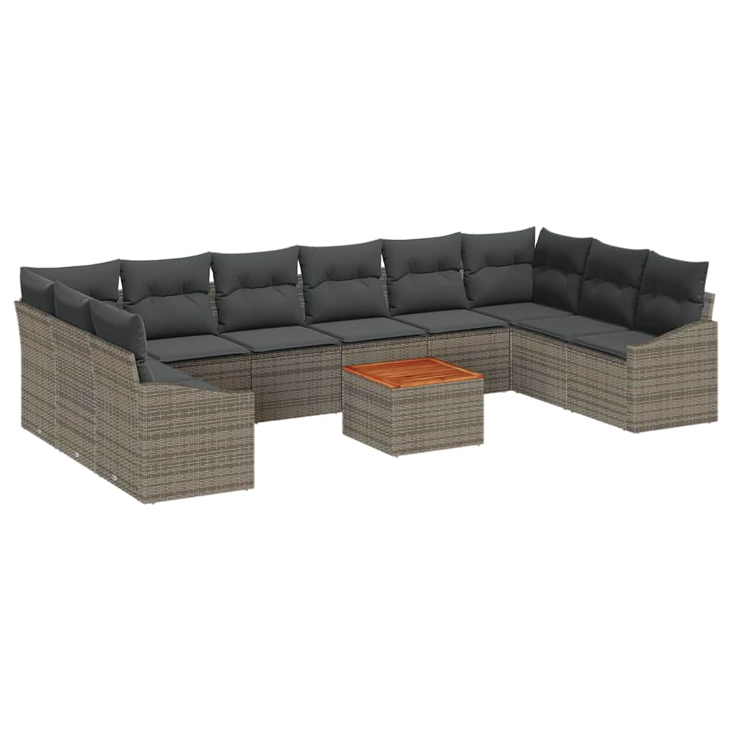 Garden Sofa Set with Storage 11 pcs Grey Poly Rattan