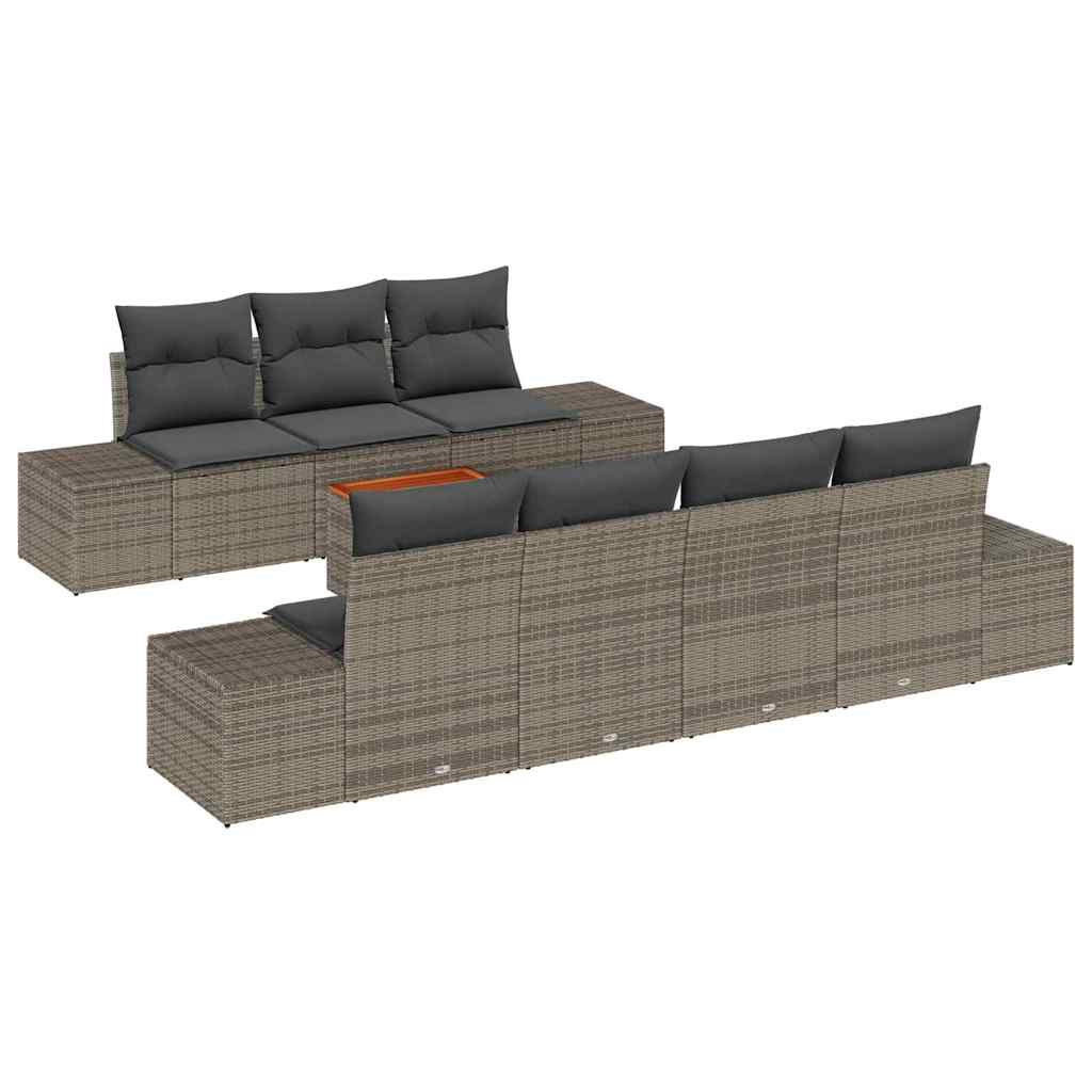 Garden Sofa Set with Storage 8 pcs Grey Poly Rattan