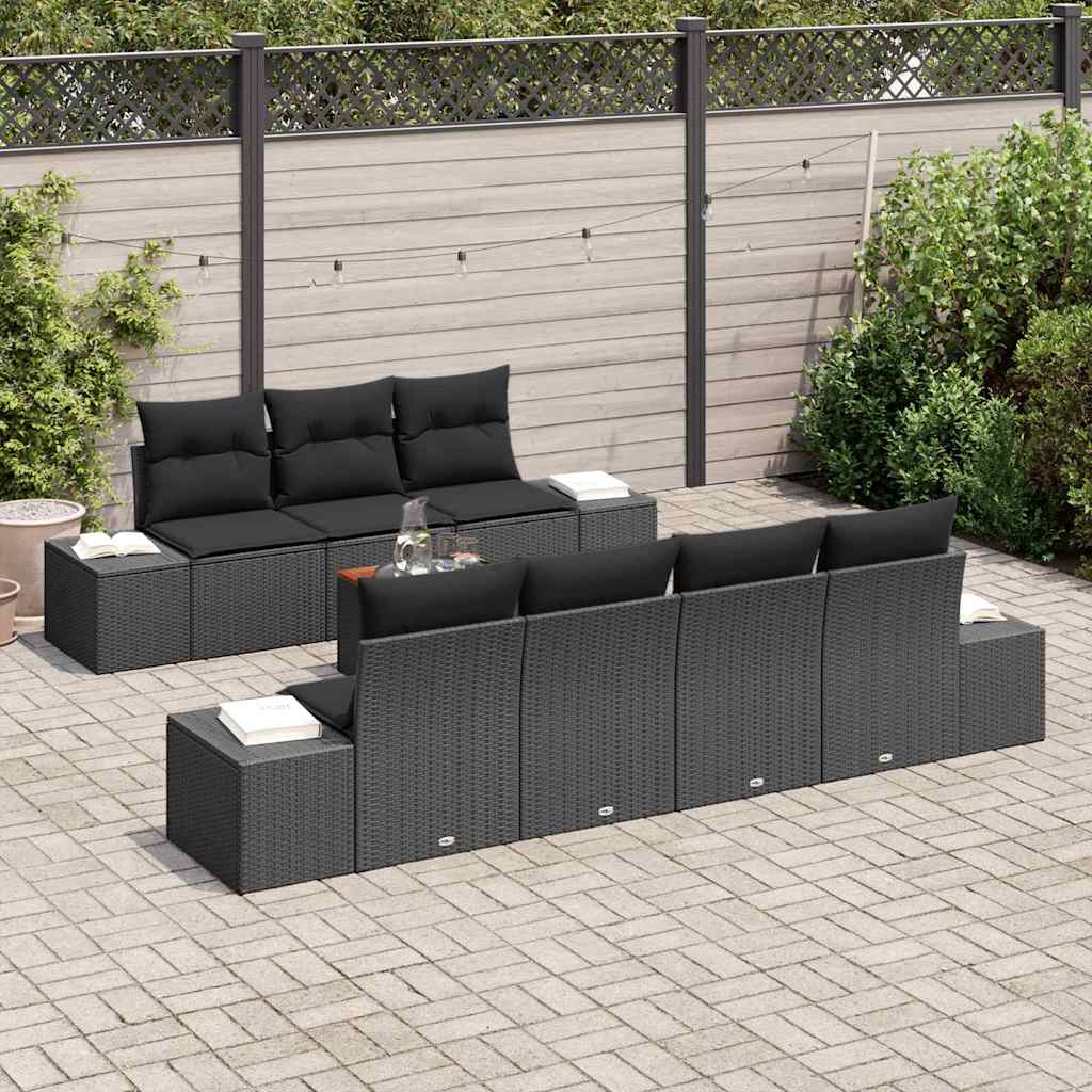 Garden Sofa Set 8 pcs Black Poly Rattan