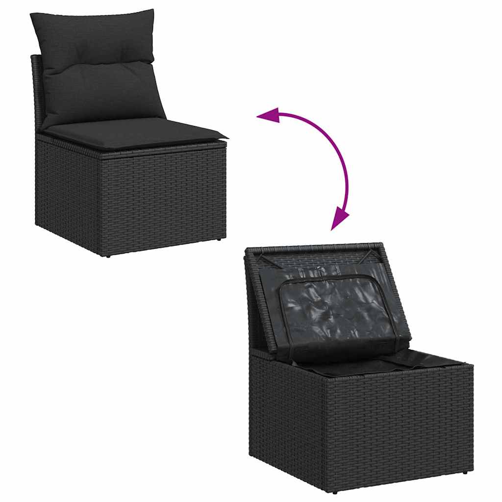 Garden Sofa Set 8 pcs Black Poly Rattan