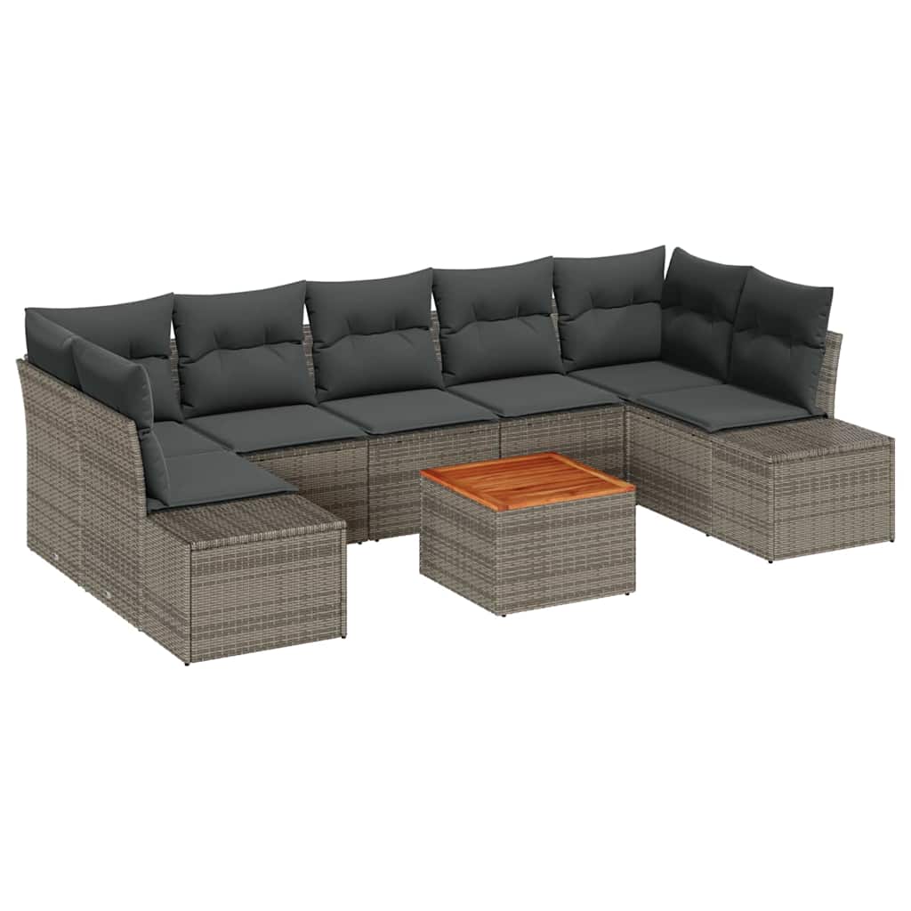 Garden Sofa Set with Storage 8 pcs Grey Poly Rattan