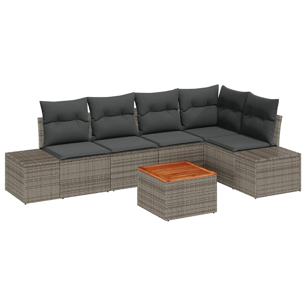Garden Sofa Set with Storage 6 pcs Grey Poly Rattan