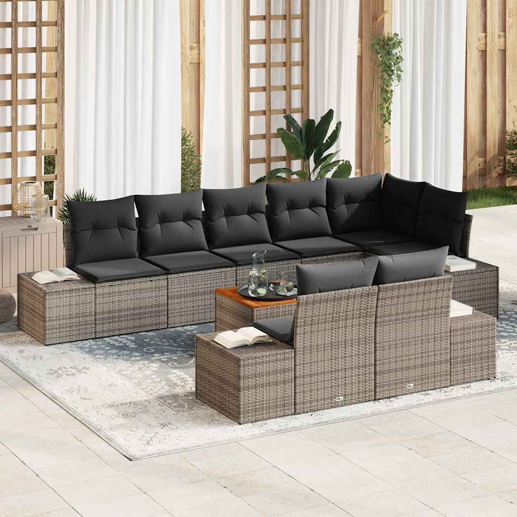 Garden Sofa Set with Storage 9 pcs Grey
