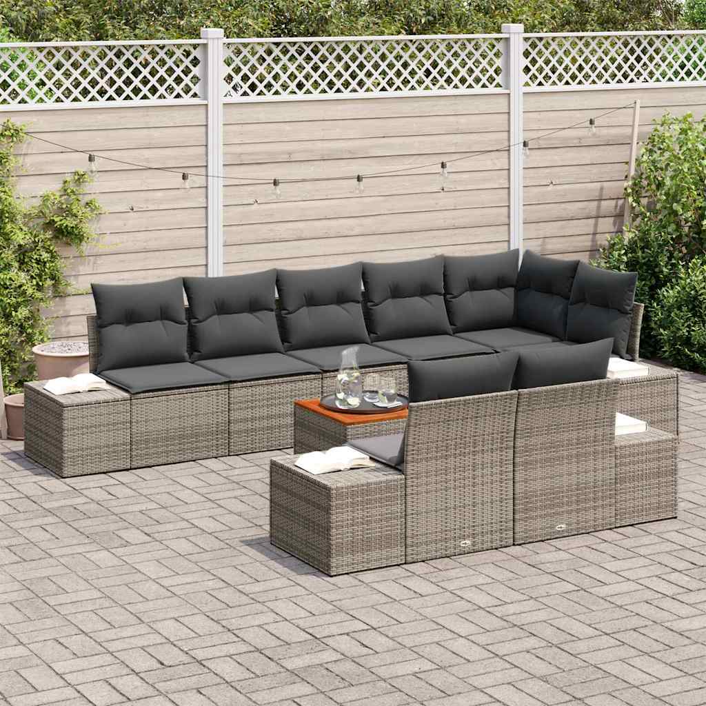 Garden Sofa Set with Storage 9 pcs Grey