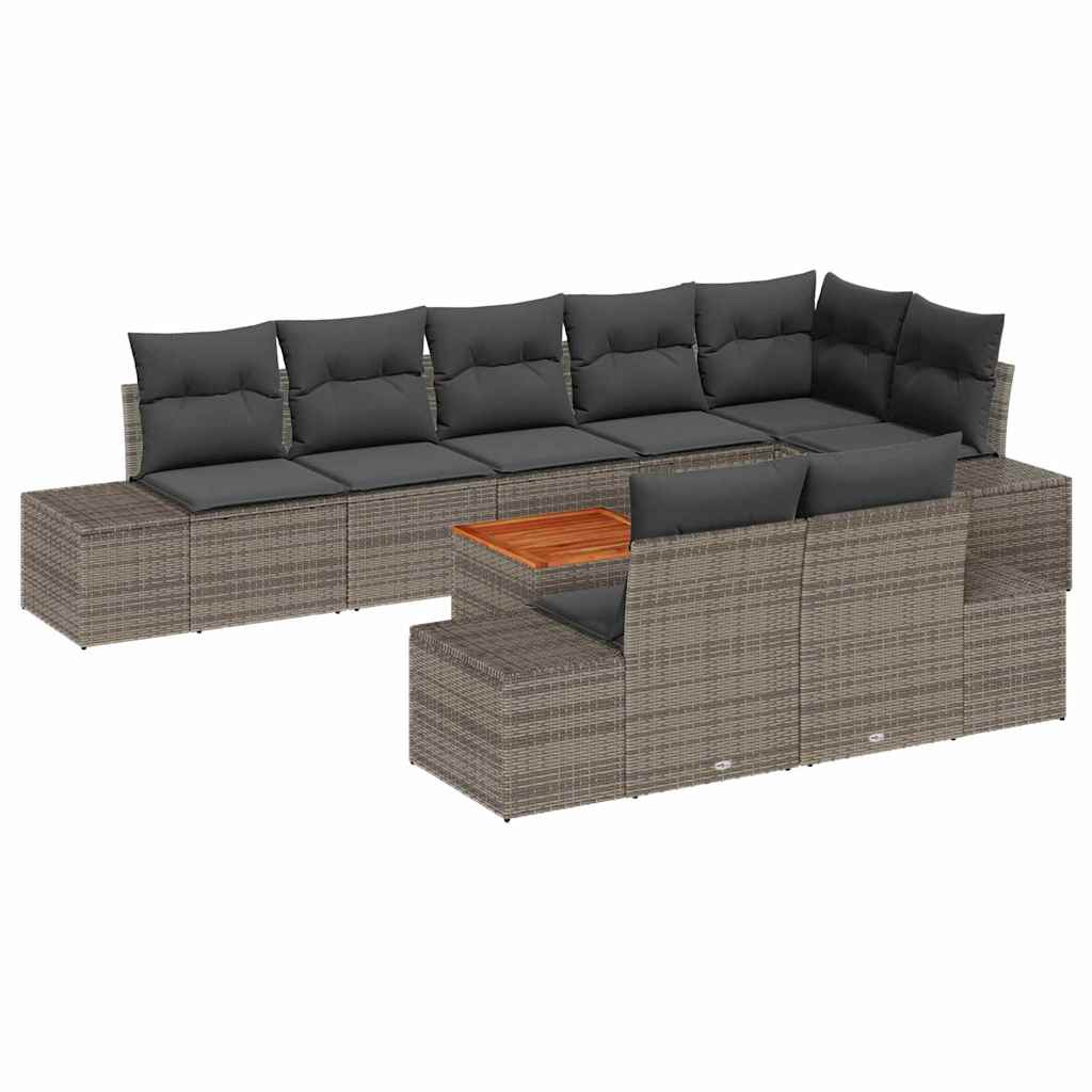 Garden Sofa Set with Storage 9 pcs Grey
